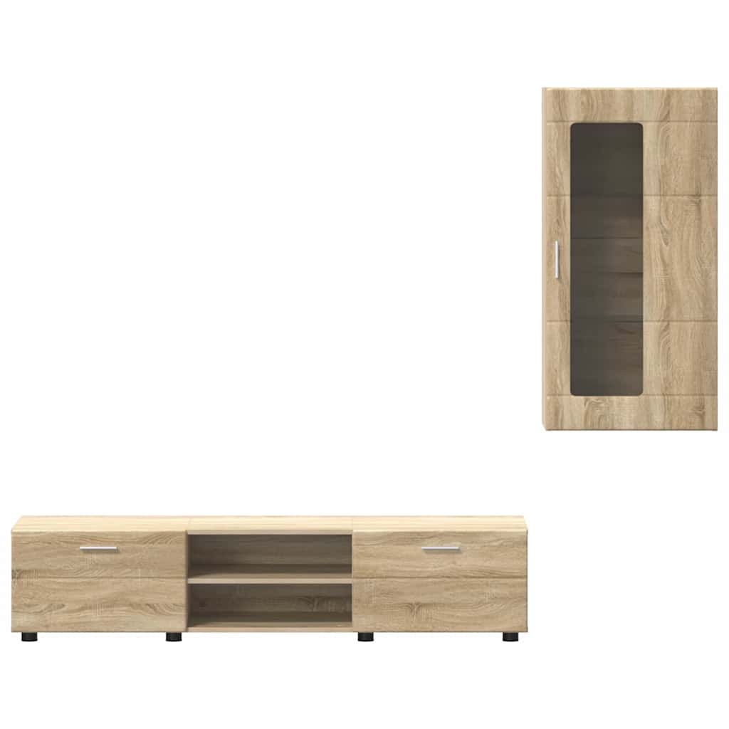 Set mobile TV con cassetto Rovere Sonoma Legno multistrato
