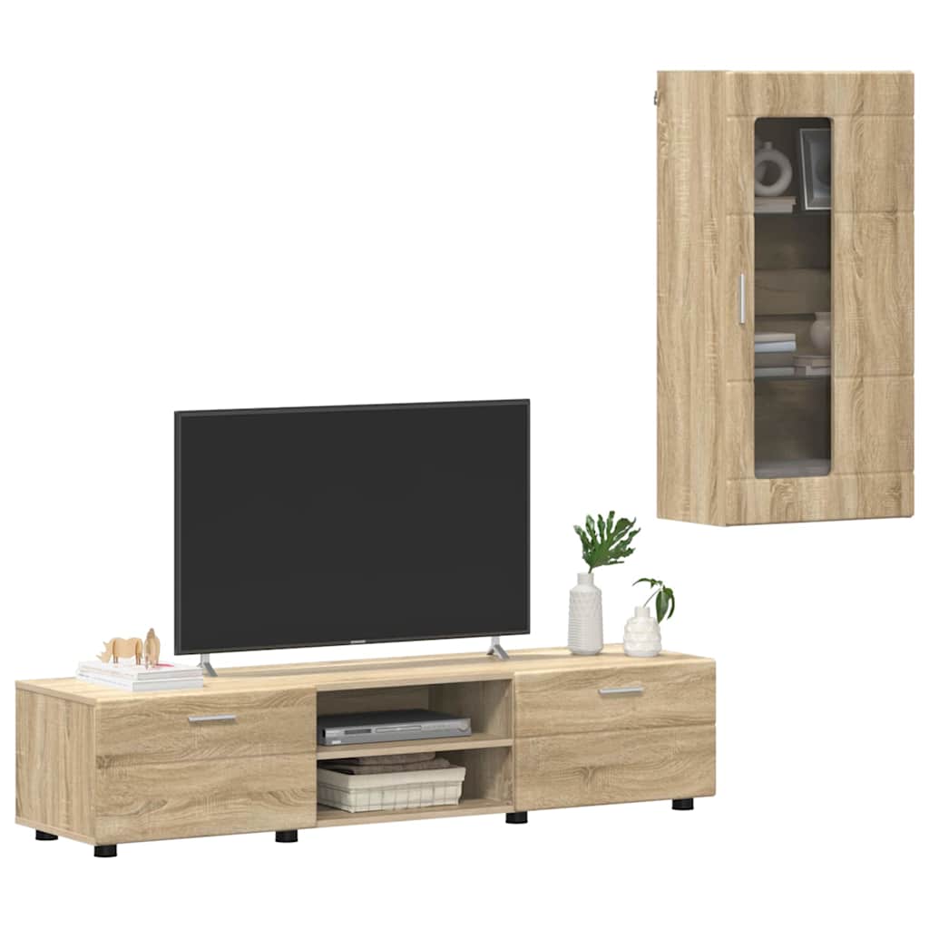 Set mobile TV con cassetto Rovere Sonoma Legno multistrato