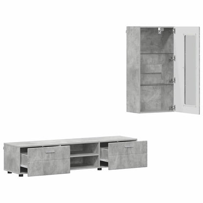 Set mobile TV FLORIN 3 pcs Grigio cemento Legno multistrato
