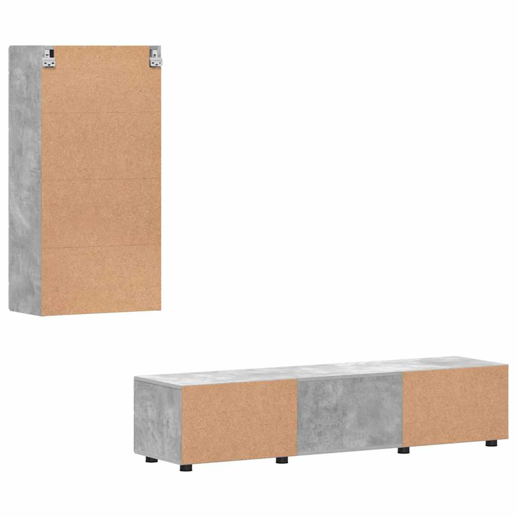 Set mobile TV con cassetto Grigio cemento Legno multistrato