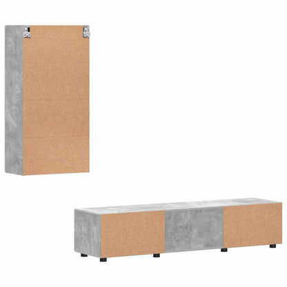 Set mobile TV con cassetto Grigio cemento Legno multistrato