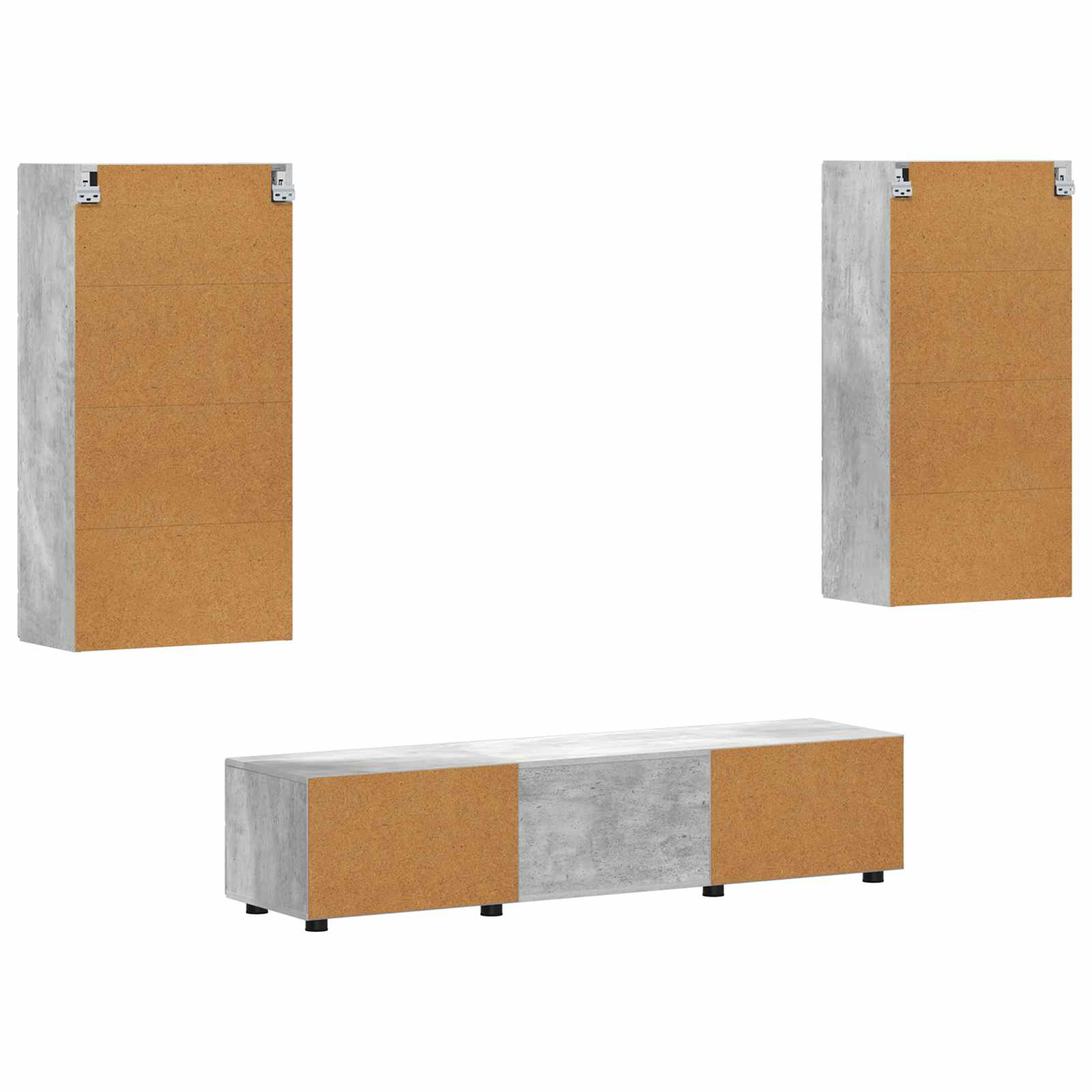 Set mobile TV FLORIN 3 pcs Grigio cemento Legno multistrato | homemem39