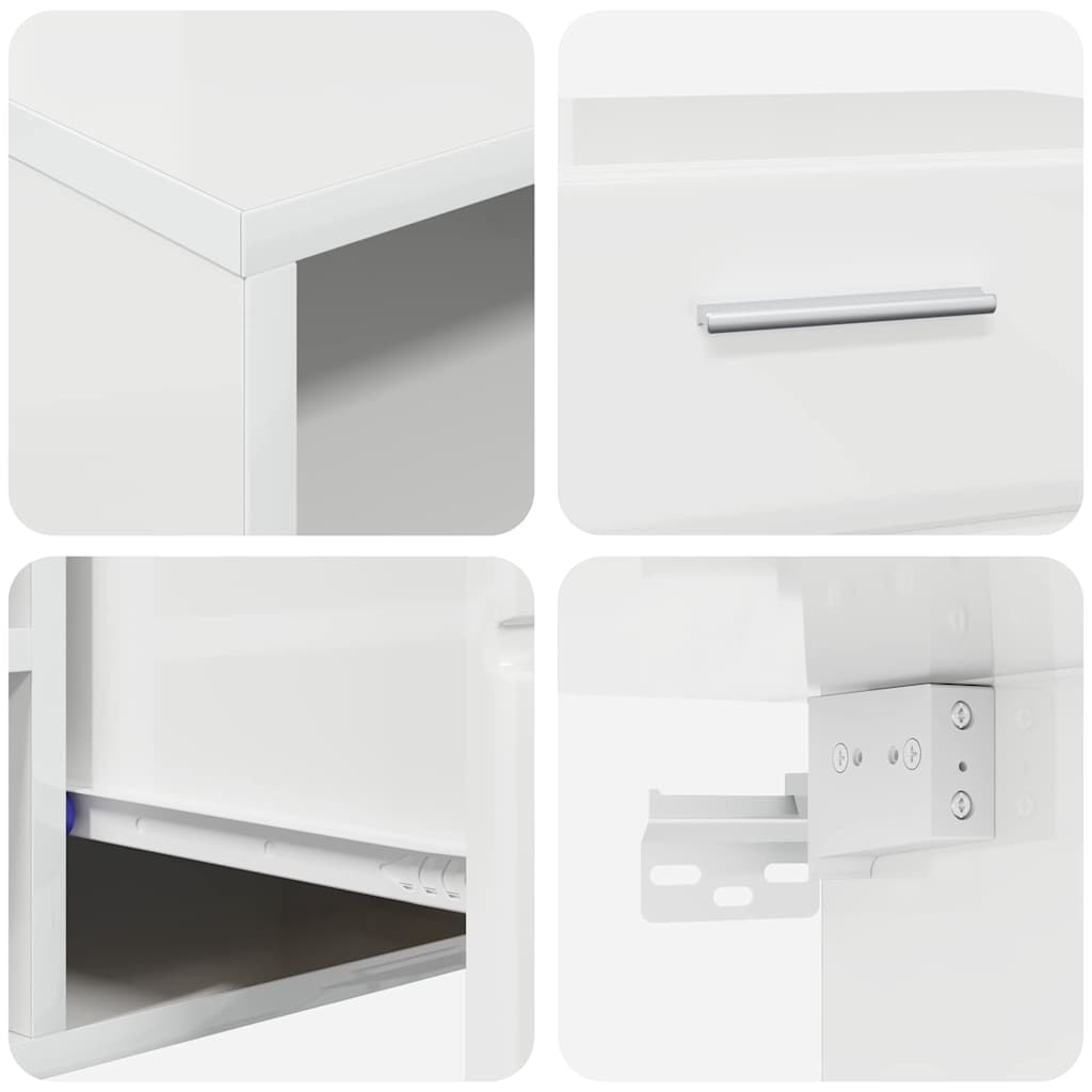 Set mobile TV FLORIN 3 pcs Bianco Lucido Legno multistrato | homemem39