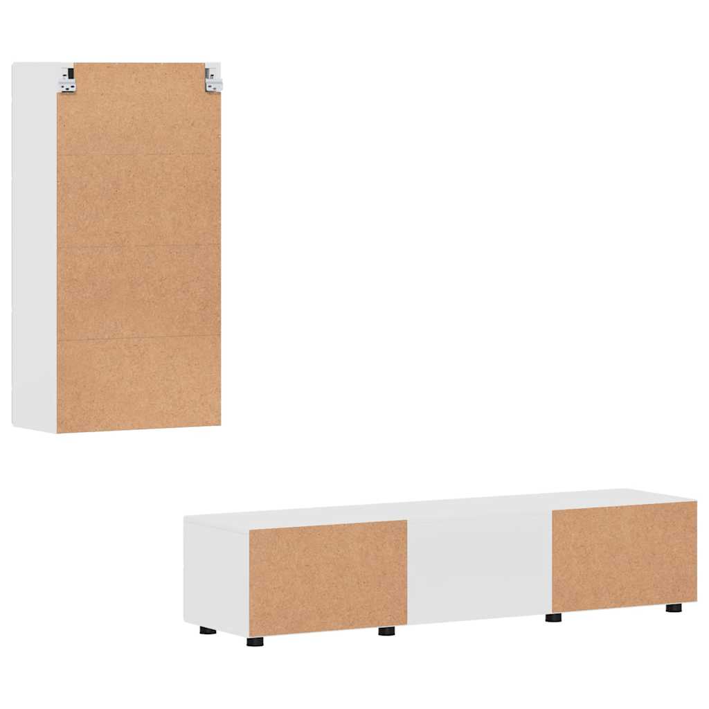 Set mobile TV con cassetto Bianco Lucido Legno multistrato