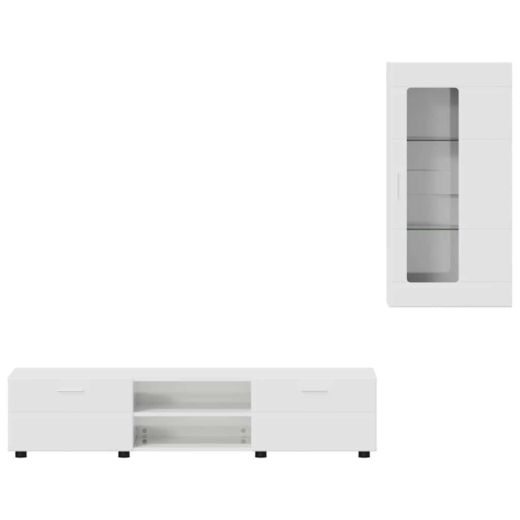 Set mobile TV con cassetto Bianco Lucido Legno multistrato