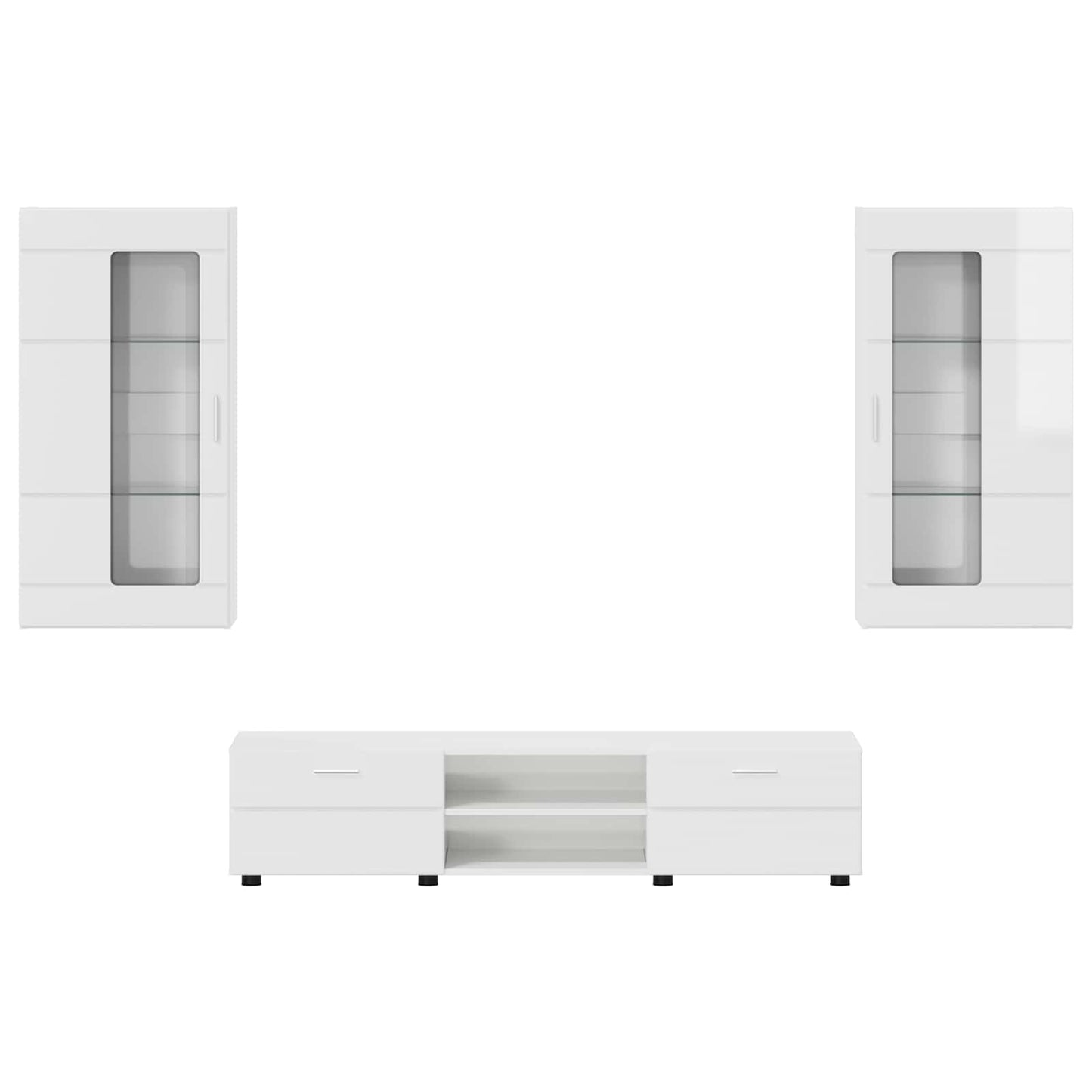 Set mobile TV FLORIN 3 pcs Bianco Lucido Legno multistrato