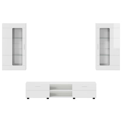 Set mobile TV FLORIN 3 pcs Bianco Lucido Legno multistrato