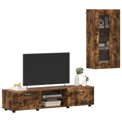 Set mobile TV con cassetto Rovere fumé Legno multistrato