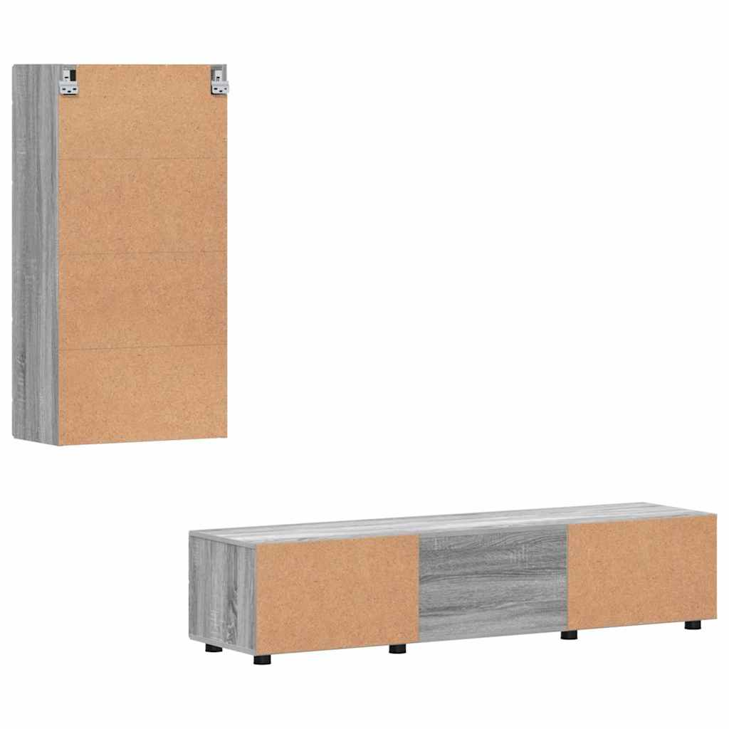 Set mobile TV con cassetto Grigio Sonoma Legno multistrato