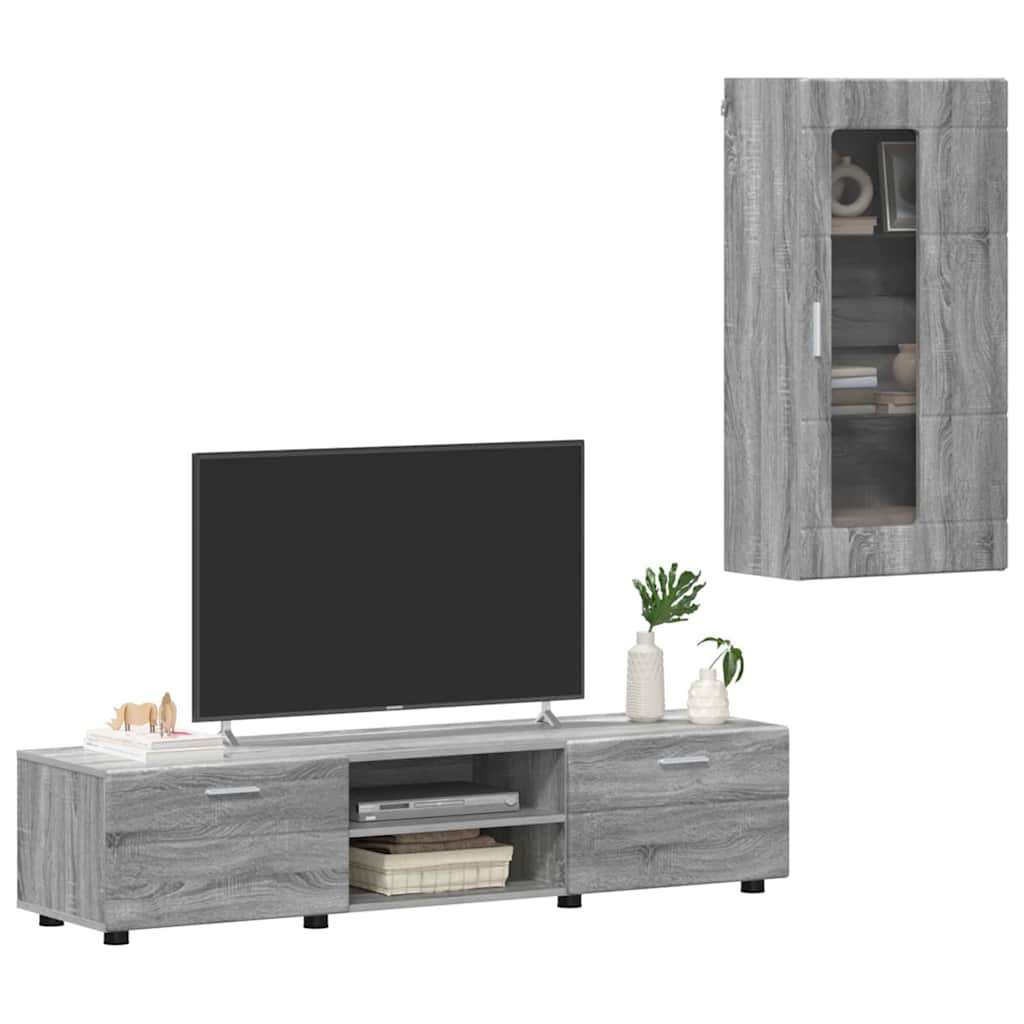 Set mobile TV con cassetto Grigio Sonoma Legno multistrato