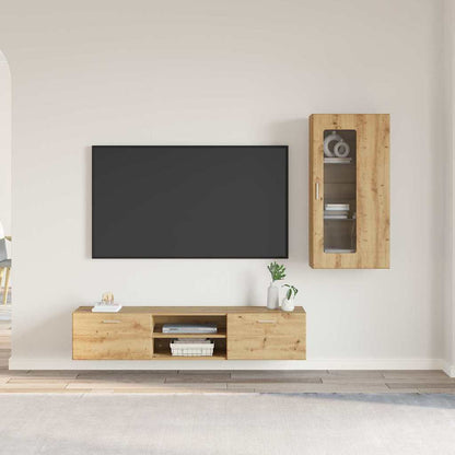 Set mobile TV con cassetto Rovere artigianale Legno multistrato