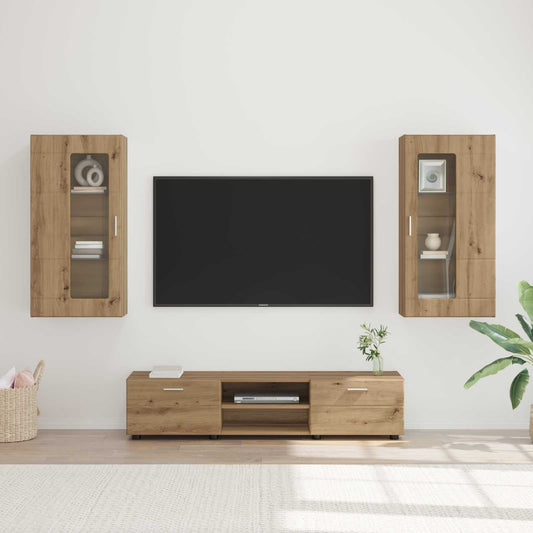 Set mobile TV FLORIN 3 pcs Rovere artigianale Legno multistrato