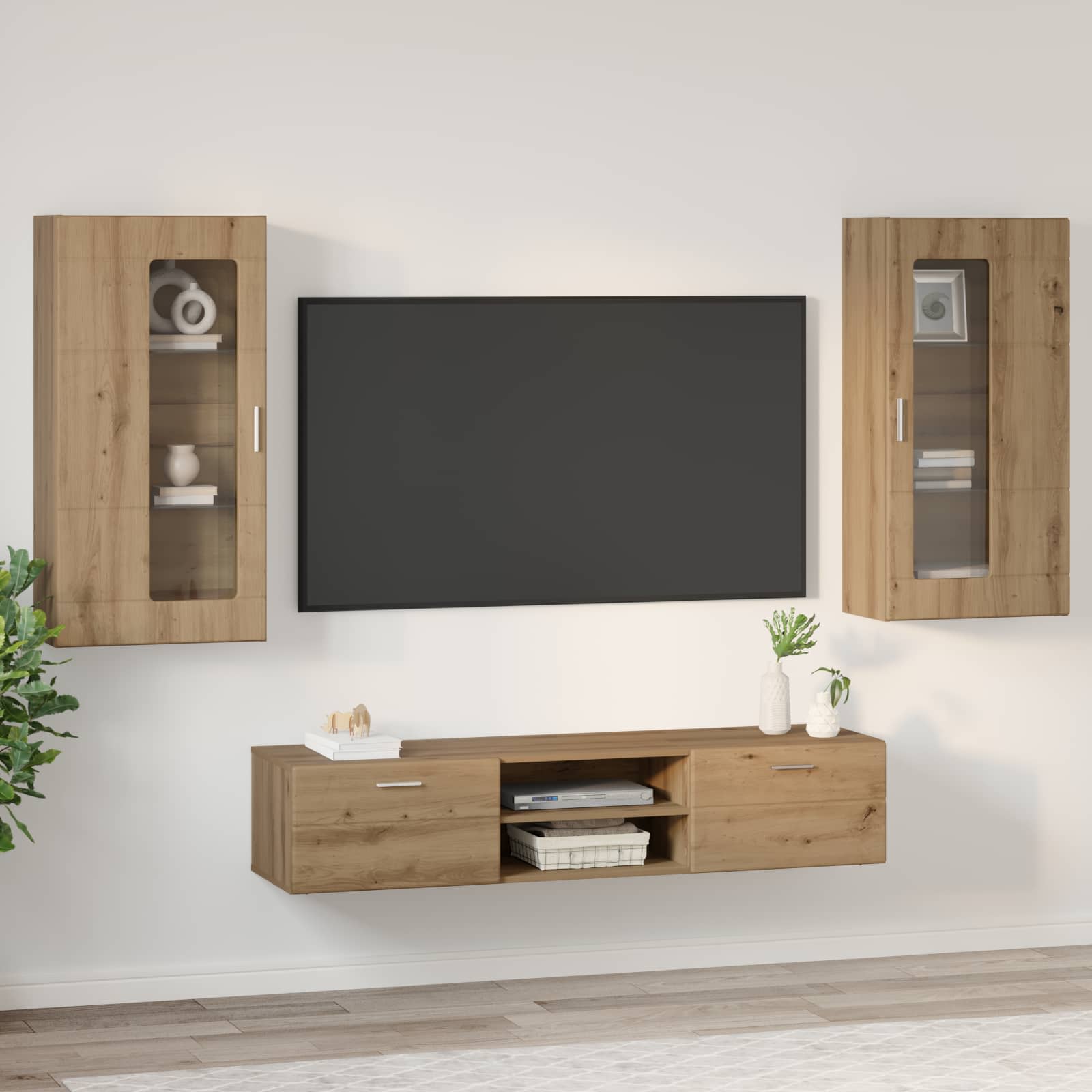 Set mobile TV FLORIN 3 pcs Rovere artigianale Legno multistrato | homemem39