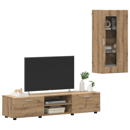 Set mobile TV con cassetto Rovere artigianale Legno multistrato