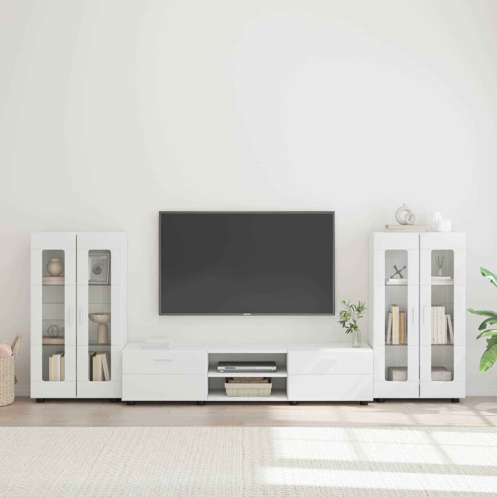 Set mobile TV con porta FLORIN 3 pcs Bianco Legno multistrato | homemem39