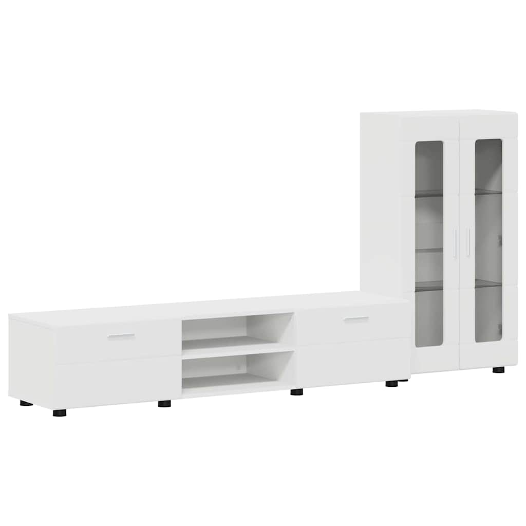 Set mobile TV con cassetto con porta Bianco Legno multistrato