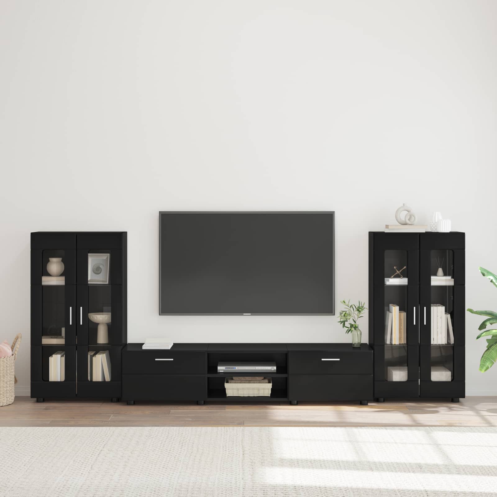 Set mobile TV con cassetto FLORIN 3 pcs Nero Legno multistrato | homemem39