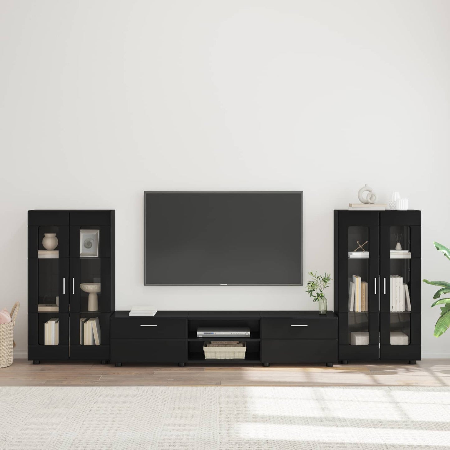 Set mobile TV con cassetto FLORIN 3 pcs Nero Legno multistrato