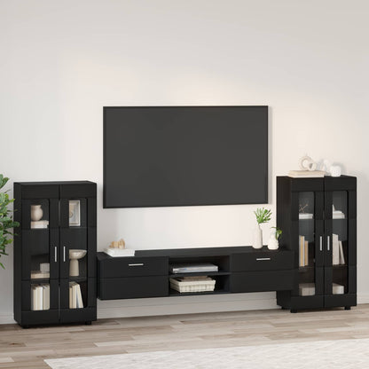 Set mobile TV con cassetto FLORIN 3 pcs Nero Legno multistrato | homemem39