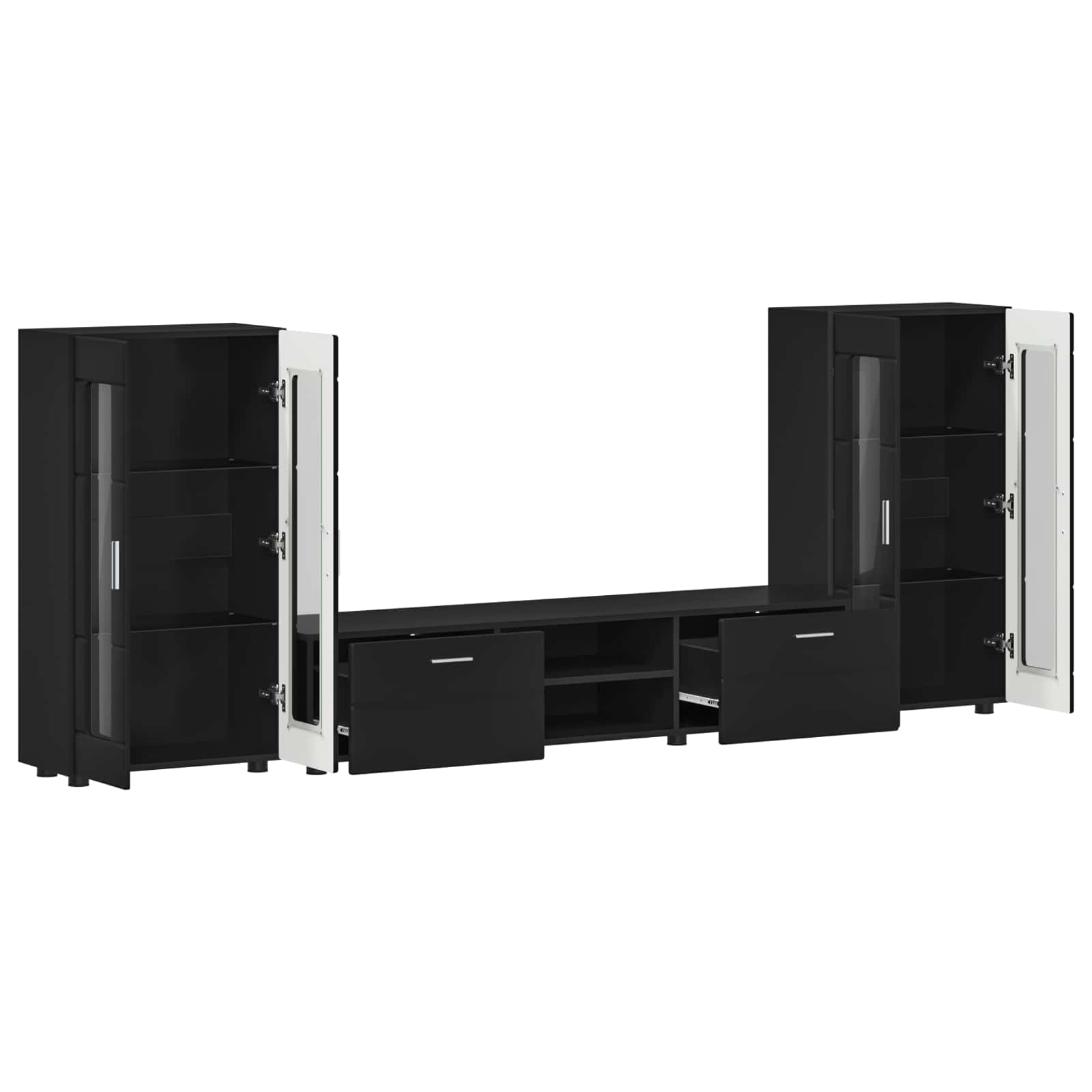 Set mobile TV con cassetto FLORIN 3 pcs Nero Legno multistrato | homemem39