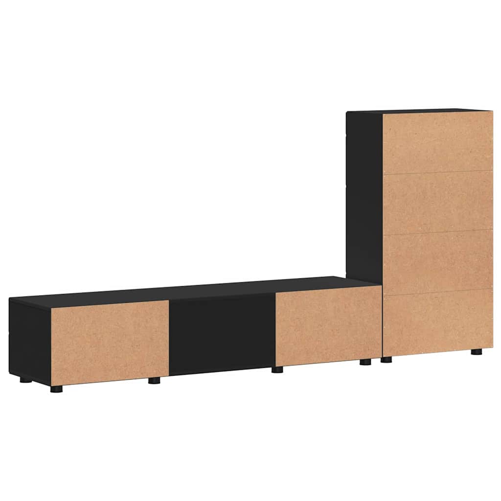 Set mobile TV con cassetto con porta Nero Legno multistrato