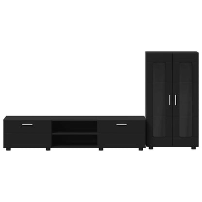 Set mobile TV con cassetto con porta Nero Legno multistrato