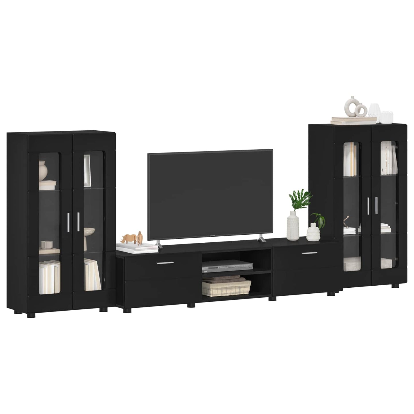 Set mobile TV con cassetto FLORIN 3 pcs Nero Legno multistrato