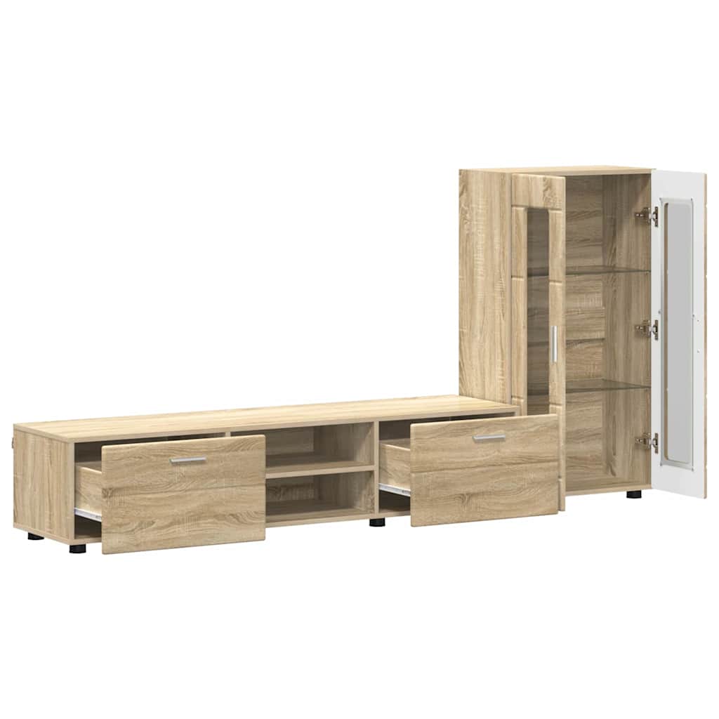 Set mobile TV con cassetto Rovere Sonoma Legno multistrato