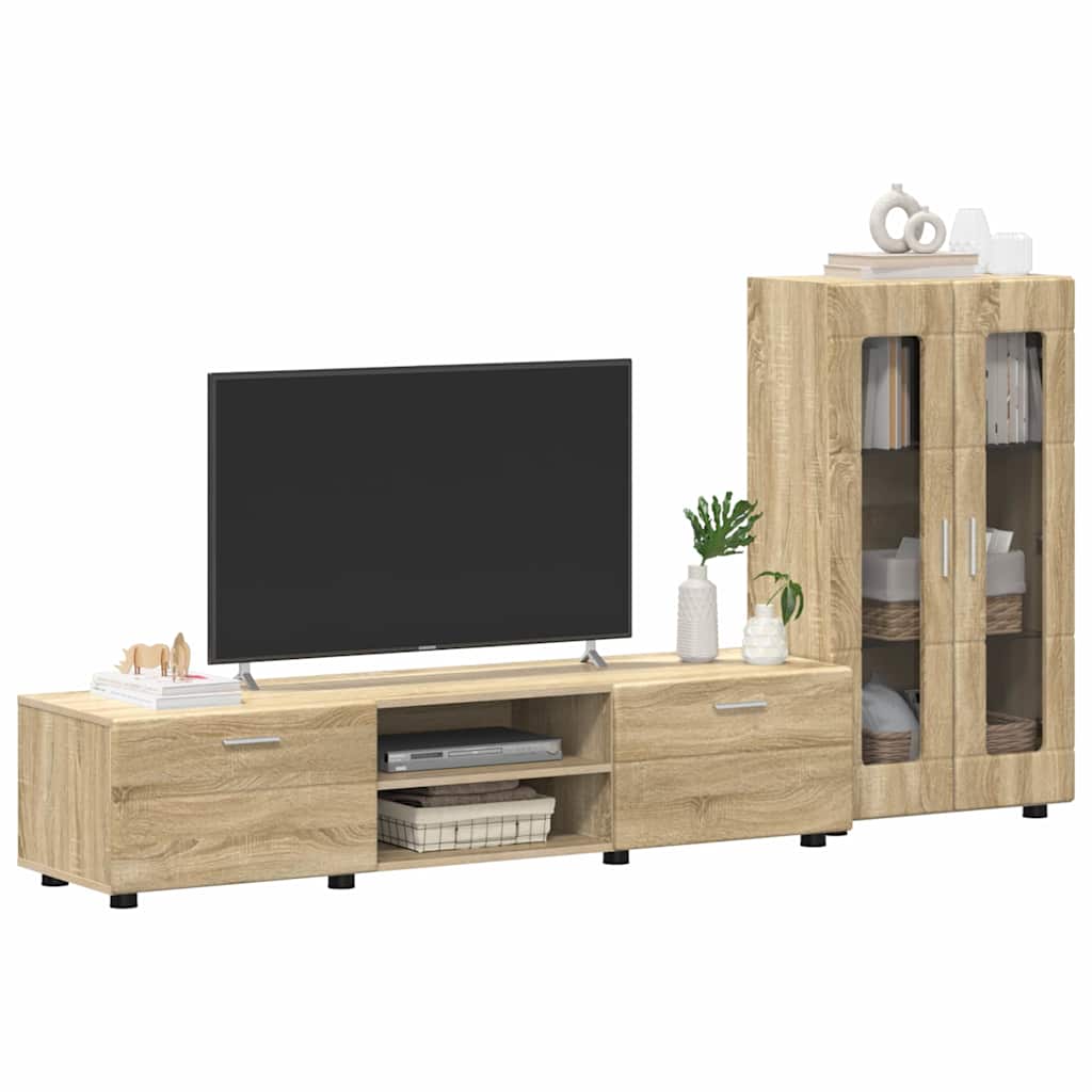 Set mobile TV con cassetto Rovere Sonoma Legno multistrato