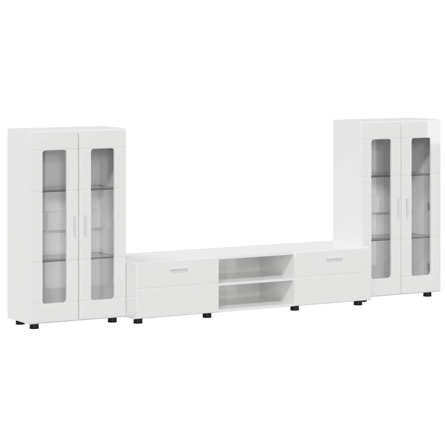Set mobile TV FLORIN 3 pcs Bianco Lucido Legno multistrato
