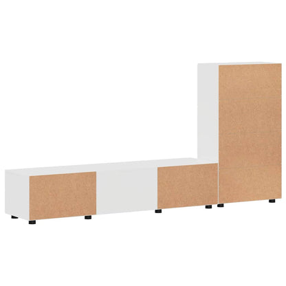 Set mobile TV con cassetto Bianco Lucido Legno multistrato