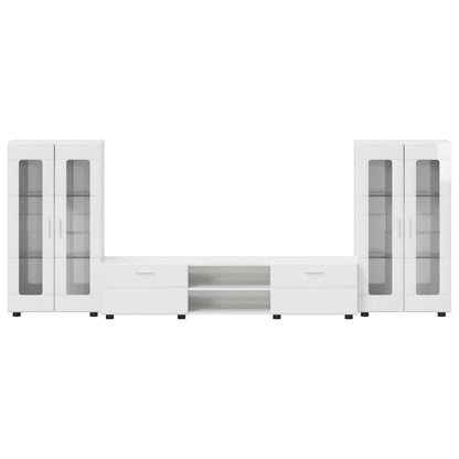 Set mobile TV FLORIN 3 pcs Bianco Lucido Legno multistrato | homemem39