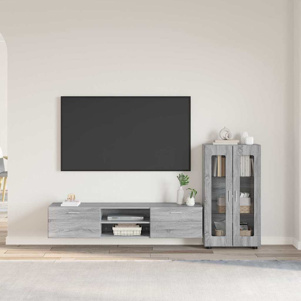 Set mobile TV con cassetto Grigio Sonoma Legno multistrato