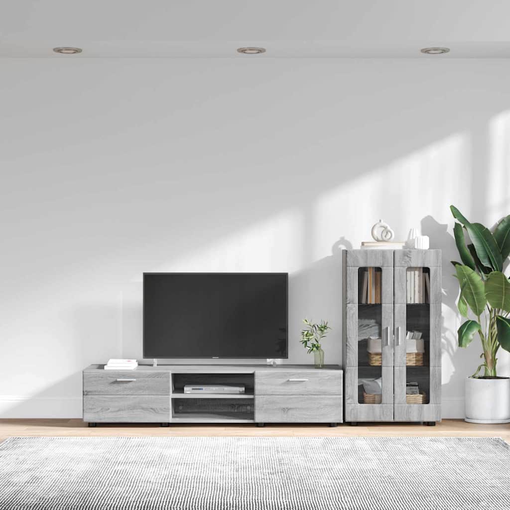 Set mobile TV con cassetto Grigio Sonoma Legno multistrato