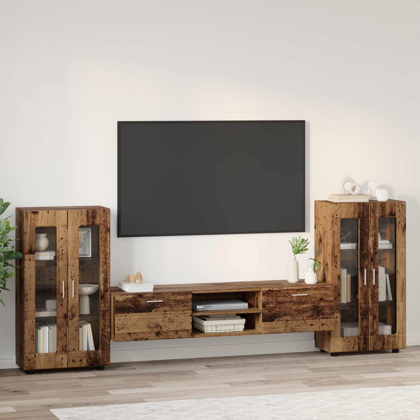 Set mobile TV FLORIN 3 pcs Legno vecchio Legno multistrato | homemem39