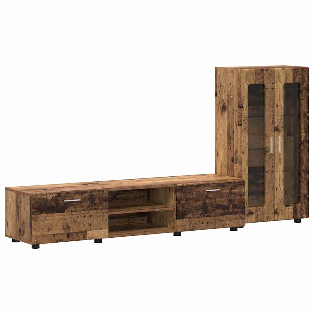 Set mobile TV con cassetto Legno vecchio Legno multistrato