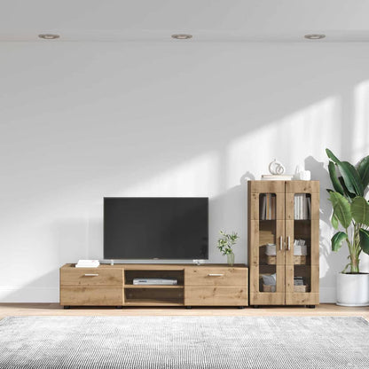 Set mobile TV con cassetto Rovere artigianale Legno multistrato