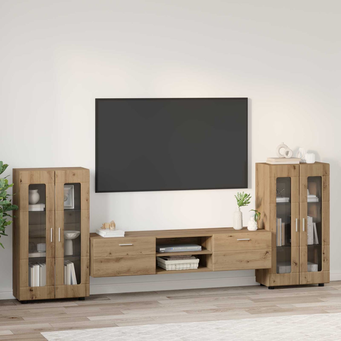 Set mobile TV FLORIN 3 pcs Rovere artigianale Legno multistrato | homemem39