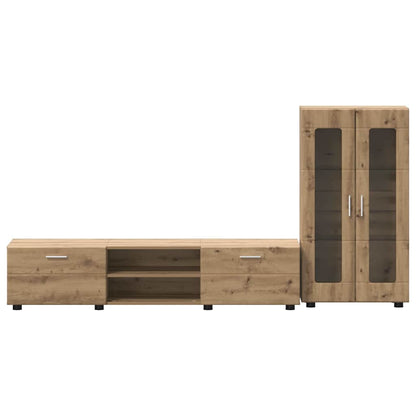 Set mobile TV con cassetto Rovere artigianale Legno multistrato