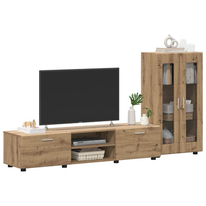 Set mobile TV con cassetto Rovere artigianale Legno multistrato