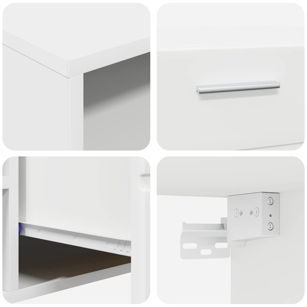 Set mobile TV con porta FLORIN 3 pcs Bianco Legno multistrato