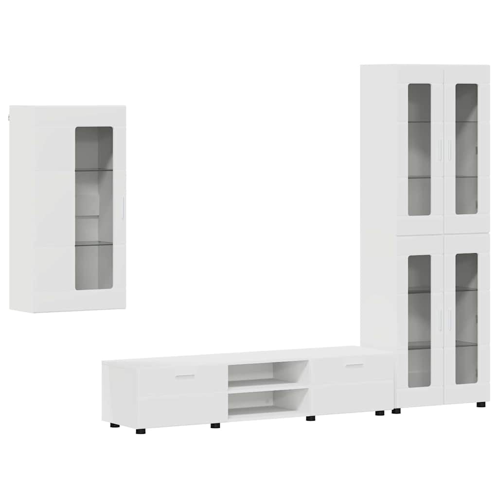 Set mobile TV con porta FLORIN 3 pcs Bianco Legno multistrato