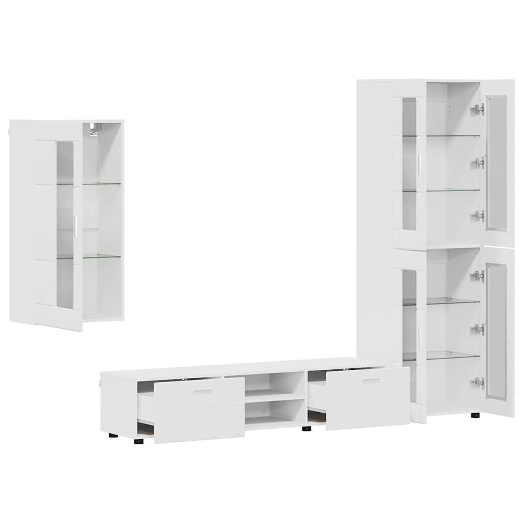 Set mobile TV con cassetto con porta Bianco Legno multistrato