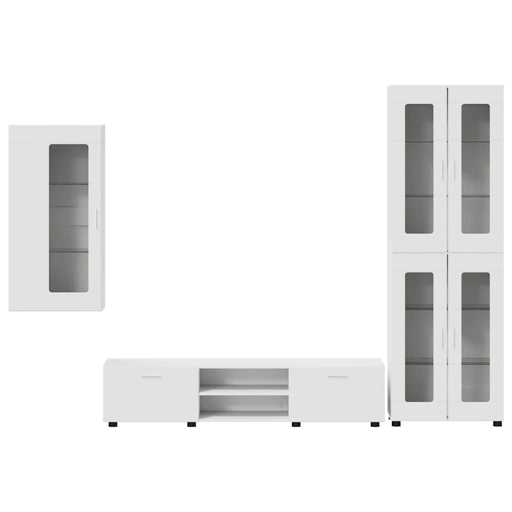 Set mobile TV con porta FLORIN 3 pcs Bianco Legno multistrato