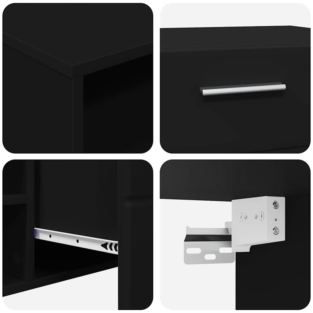 Set mobile TV con cassetto FLORIN 3 pcs Nero Legno multistrato
