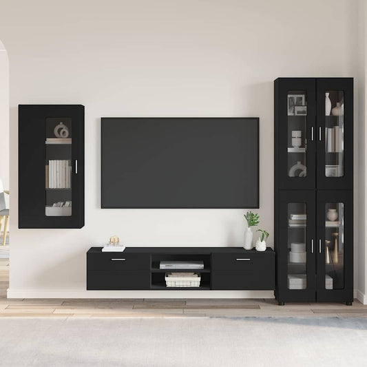 Set mobile TV con cassetto FLORIN 3 pcs Nero Legno multistrato