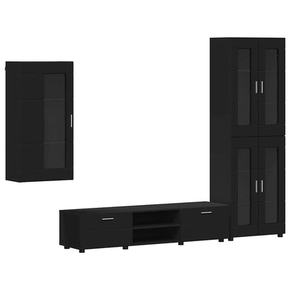 Set mobile TV con cassetto con porta Nero Legno multistrato