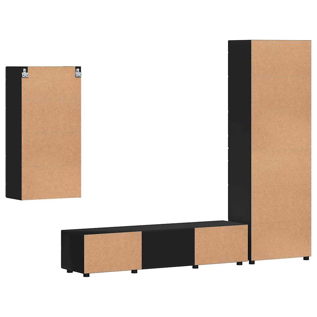 Set mobile TV con cassetto con porta Nero Legno multistrato