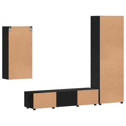 Set mobile TV con cassetto con porta Nero Legno multistrato