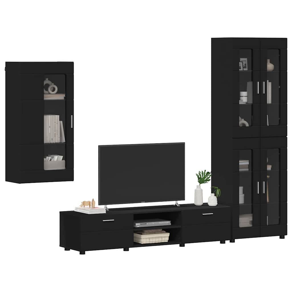Set mobile TV con cassetto FLORIN 3 pcs Nero Legno multistrato